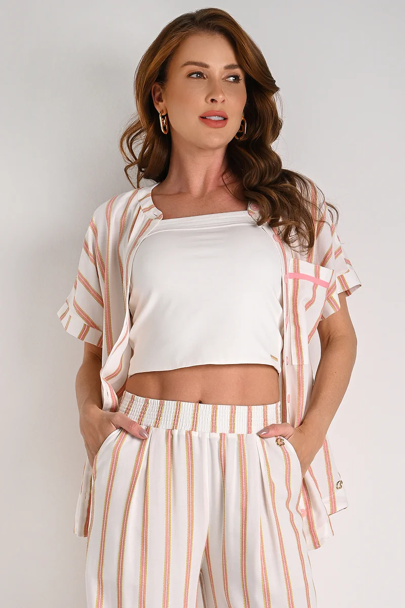 كارمن ستيفنز قميص طويل بحافة مستديرة