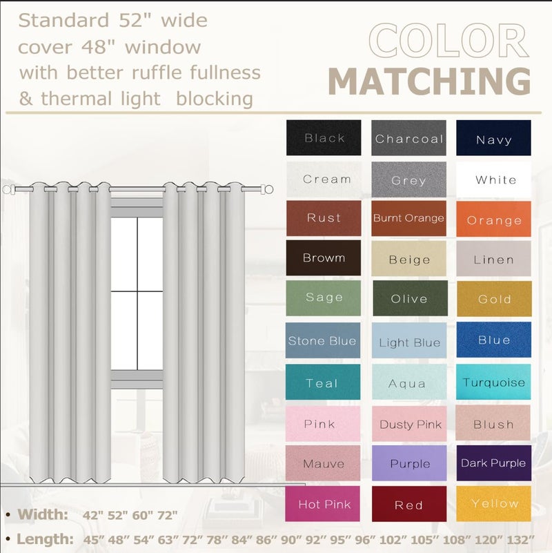 KOUFALL Short Curtains for Kitchen Window Over Sink Blackout Thermal Cafe Curtain Sage Green 45 Inch Length 2 Panels Set - Image 3