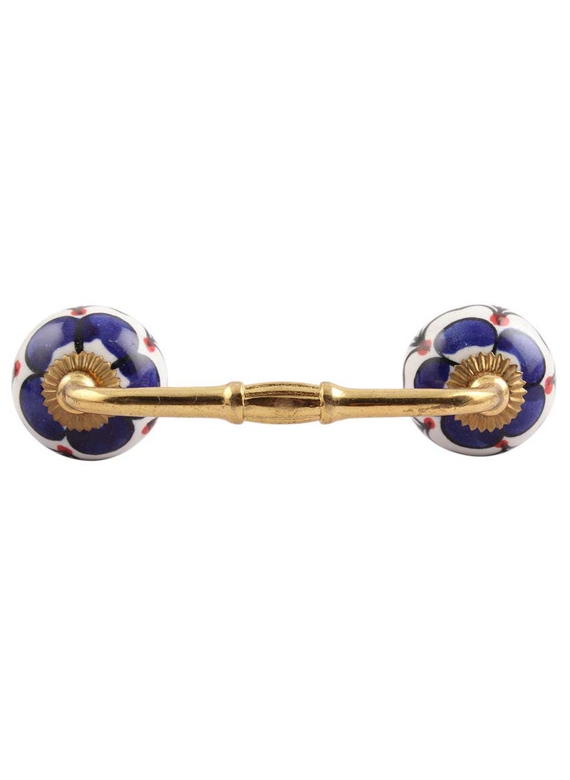 Indian-Shelf IndianShelf 1 Pack Blue Unique Drawer Handles Decorative Cabinet Pulls Gold Hardware 6 Hole to Hole BH371CK170  - Image 1