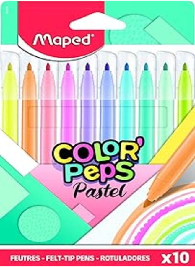 Maped Maped Pastel Felt Tip Pens x10 Colouring 845469 
