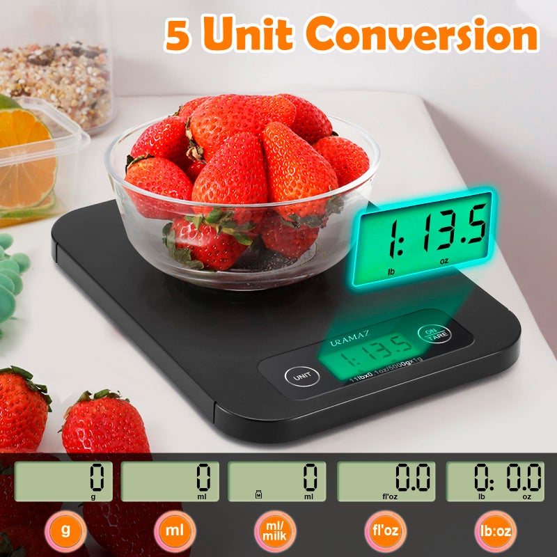 URAMAZ Smart Digital Food Scale for Weight Loss, Kitchen Food Scale Grams and Ounces with Nutritional Calculator, Food Weight Scale for Diet, Keto, Macro, Calorie, Cooking, Meal Prep 0.1oz/11lb - Image 4