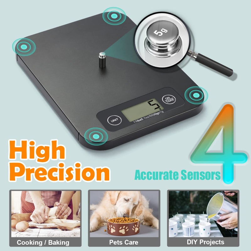 URAMAZ Smart Digital Food Scale for Weight Loss, Kitchen Food Scale Grams and Ounces with Nutritional Calculator, Food Weight Scale for Diet, Keto, Macro, Calorie, Cooking, Meal Prep 0.1oz/11lb - Image 5