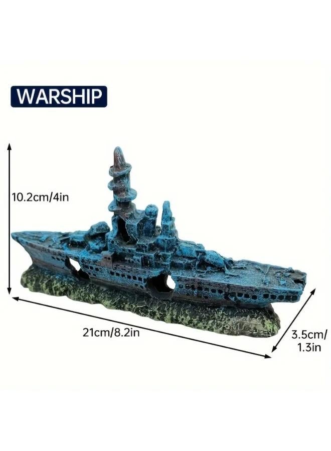 ديكور حوض أسماك سفينة حطام السفينة 21 × 3.5 × 10 سم - Image 5