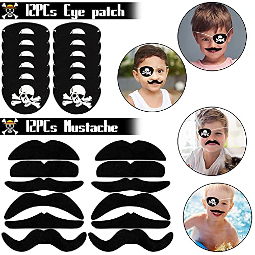 CHRIMISS Pirate Party Favors 96PCS Supplies with Gold Coins Gems Keychains Bracelets Eye Patches Mustache Tattoos for Birthday Party Goodie Bags - Image 5