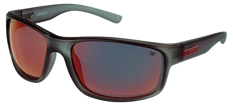 CAT Men CTS-8019 Polarized High Wrap Rectangular Sunglasses Grey 63 mm