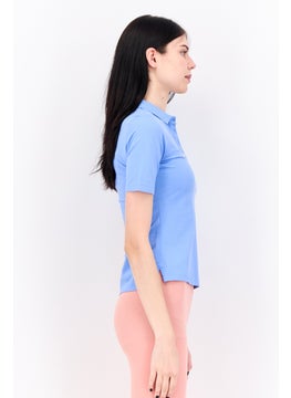GANT Women Regular Fit Brand Logo Short Sleeves Polo Shirt, Light Blue  - Image 2