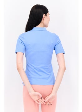 GANT Women Regular Fit Brand Logo Short Sleeves Polo Shirt, Light Blue  - Image 3
