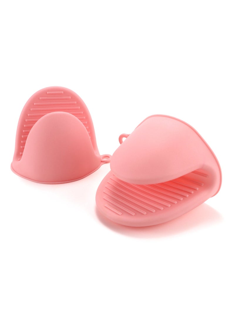 Heat Resistant Oven Mitts Thickened Microwave Gloves Pink (single)