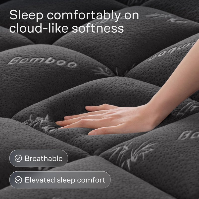Niagara Sleep Solution Ultra Soft King Size Mattress Topper - Viscose Made from Bamboo Pillow Top Mattress Pad for Back Pain Relief - Naturally Cooling for Hot Sleepers, Dark Gray - Image 2