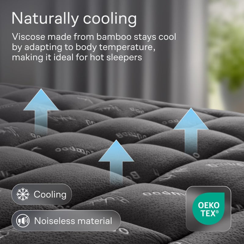 Niagara Sleep Solution Ultra Soft King Size Mattress Topper - Viscose Made from Bamboo Pillow Top Mattress Pad for Back Pain Relief - Naturally Cooling for Hot Sleepers, Dark Gray - Image 3