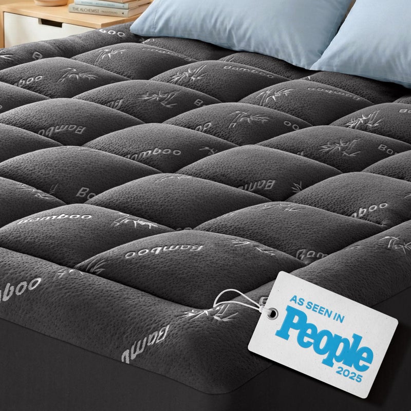 Niagara Sleep Solution Ultra Soft King Size Mattress Topper - Viscose Made from Bamboo Pillow Top Mattress Pad for Back Pain Relief - Naturally Cooling for Hot Sleepers, Dark Gray - Image 1