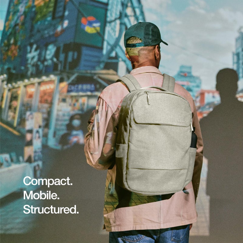 Incase Crosstown Backpack â€“ 20L Everyday Laptop Backpack for Work, Travel â€“ 16" Faux Fur Laptop Sleeve, External Front Pocket, Water Bottle Pockets, Travel Pass Through - Limestone - Image 2