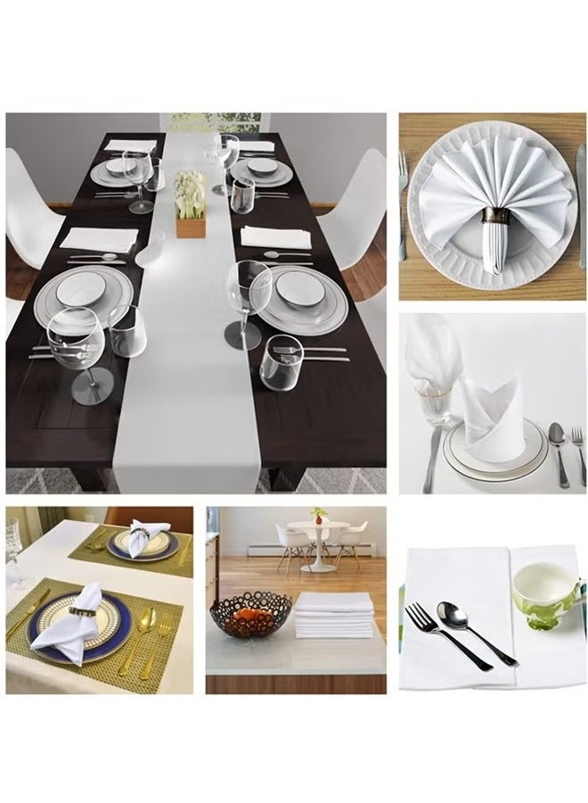 Hoasis 12Pcs Cloth Napkins ，Napkins Cloth Washable with Hemmed Edges for Restaurants, Lunch, Weddings, Decoration, Banquets, Party, Event ， Reusable Bulk Linen Dinner Table Napkin （White ） 43*43cm - Image 4