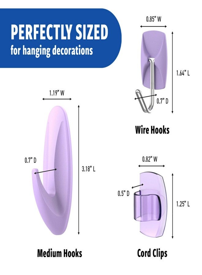 Command Mixed Hooks Pack, 9 Lavender Hooks and 13 Strips, Damage-Free Hanging with Adhesive, No Tools Great for Hanging Home and Room Decor, - Image 2