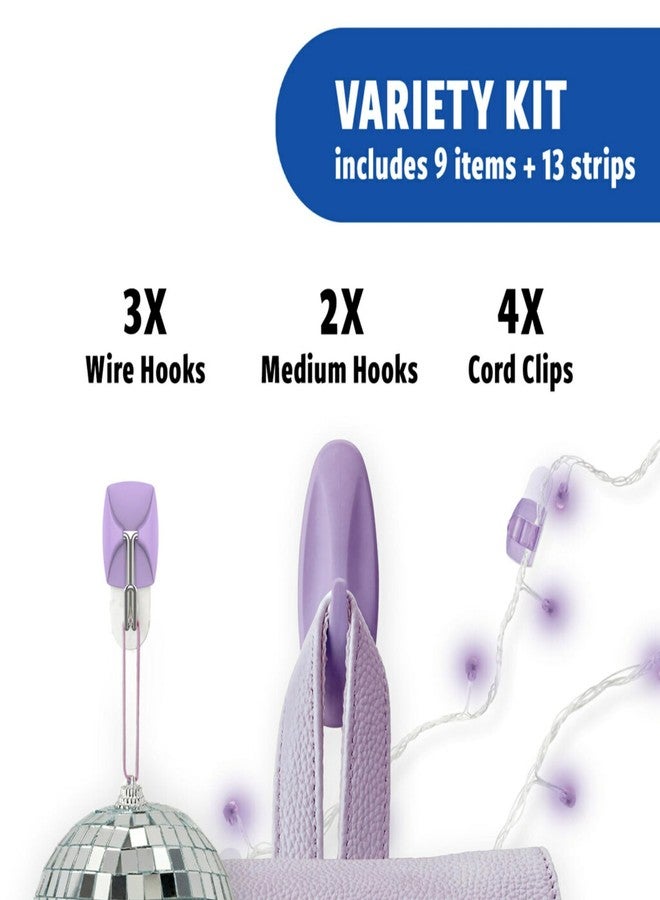 Command Mixed Hooks Pack, 9 Lavender Hooks and 13 Strips, Damage-Free Hanging with Adhesive, No Tools Great for Hanging Home and Room Decor, - Image 3