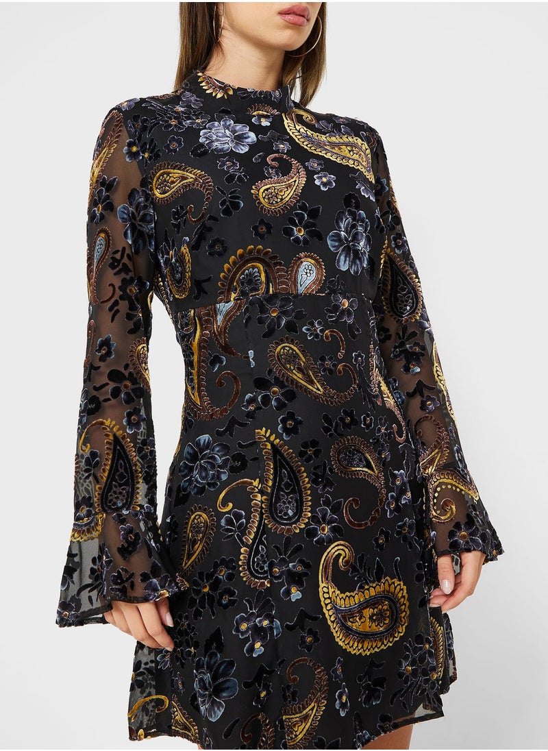 GUESS - High Neck Print Dress - Image 1