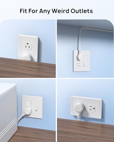 TROND 360° Rotating Flat Plug Extension Cord Surge Protector 6ft, Small Power Strip with 900 Joules, 3 Side Grounded Outlets, 13A, SPT 16/3 Gauge Wire, for Indoor Home Office Dorm Room Travel, White - Image 5