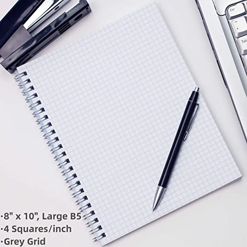 Amanple Graph Paper Notebook, Spiral Notebook, Large B5 Graph Notebook Journal, 8" x 10" Grid Graphing Notebooks for Work, School, Math, Lab, Engineering, 24pcs Index Tabs, Assorted Pastel, 4 Squares/Inch - Image 3
