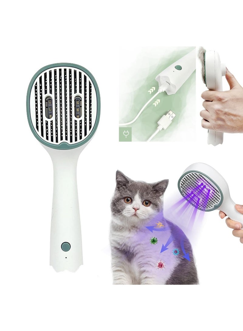 Excefore Cat Brush With Release Button And UV Light, Dog Brush For Shedding, Pet Grooming Self Cleaning Slicker Brush For Indoor Cats, Comb For Grooming Long Haired And Short Haired Dogs, Dark Green - Image 1