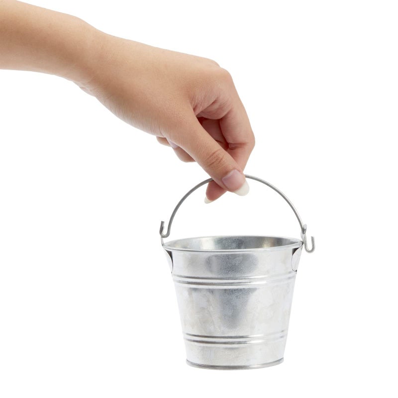 Juvale Galvanized Tin Pails - Centerpiece Tin Buckets - Party Metal Buckets with Handles - Galvanized Decor & Cans - Pack of 6, 3" H x 3.5" W, Silver - Image 5