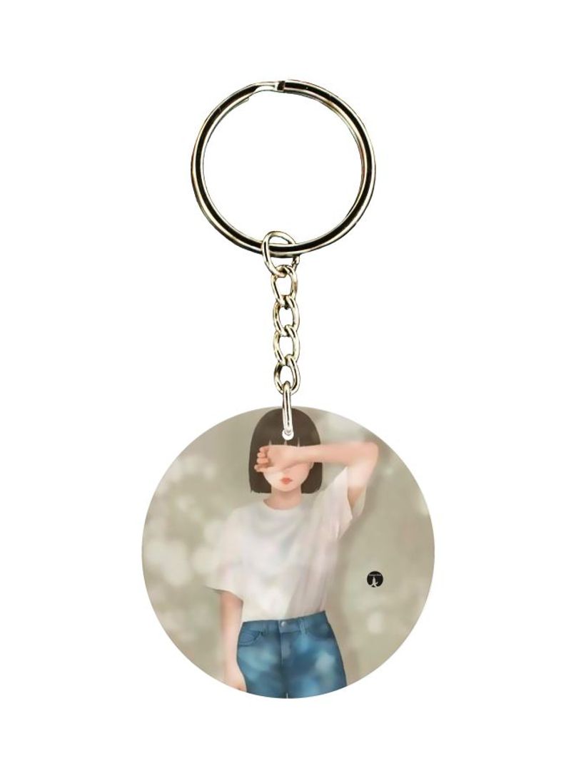 Girl Printed Dual Sided Keychain