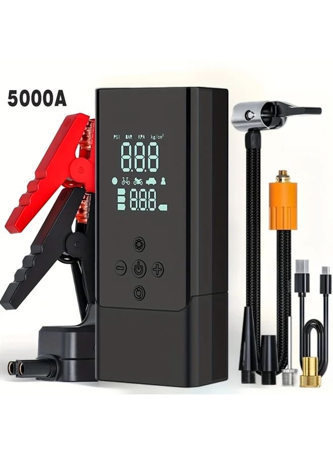 Black 9 In 1 Car Jump Starter With Air Compressor 150PSI Tire Inflator Flashlight - Image 2