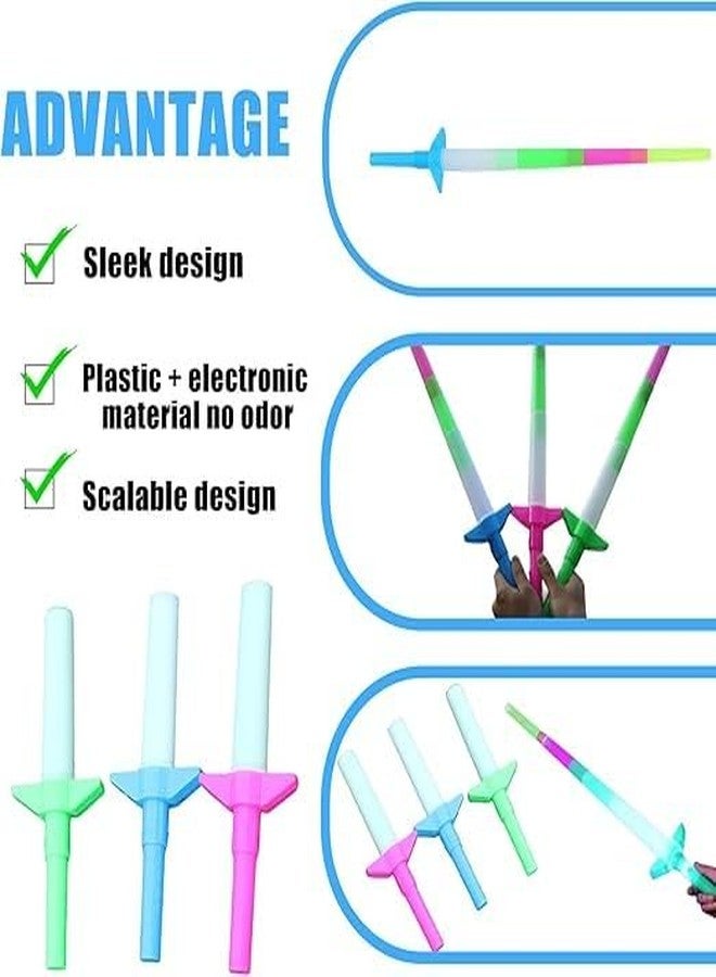 ولفر مجموعة من سيفين مضيئين للأطفال | سيف قابل للتمديد مزود بإضاءة LED وتأثيرات توهج | سيف مضيء للأولاد والبنات | لعبة بألوان عشوائية وامضة للعب التخيلي والحفلات ومغامرات التنكر - Image 4