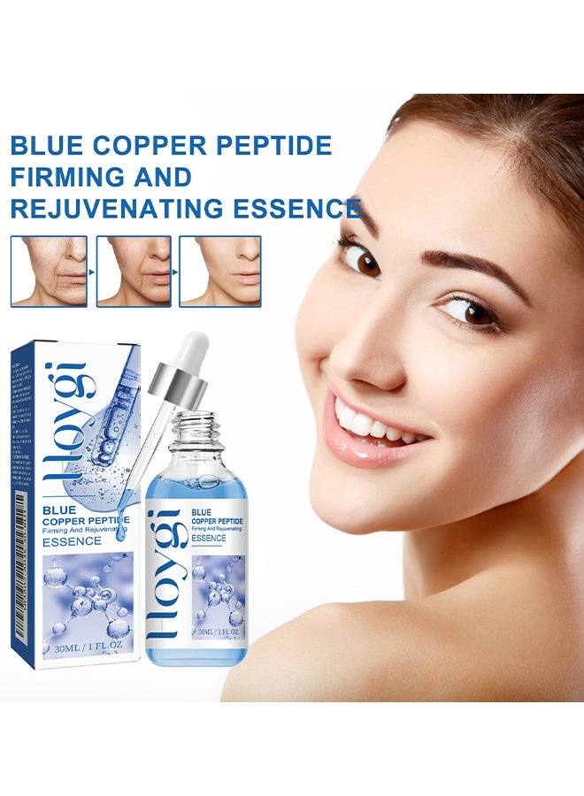 Hoygi Blue Copper Peptide Firming & Rejuvenating Serum Hydrating Anti-Aging Face Essence for Fine Lines, Wrinkles & Dull Skin – Suitable for All Skin Types 30ML - Image 2