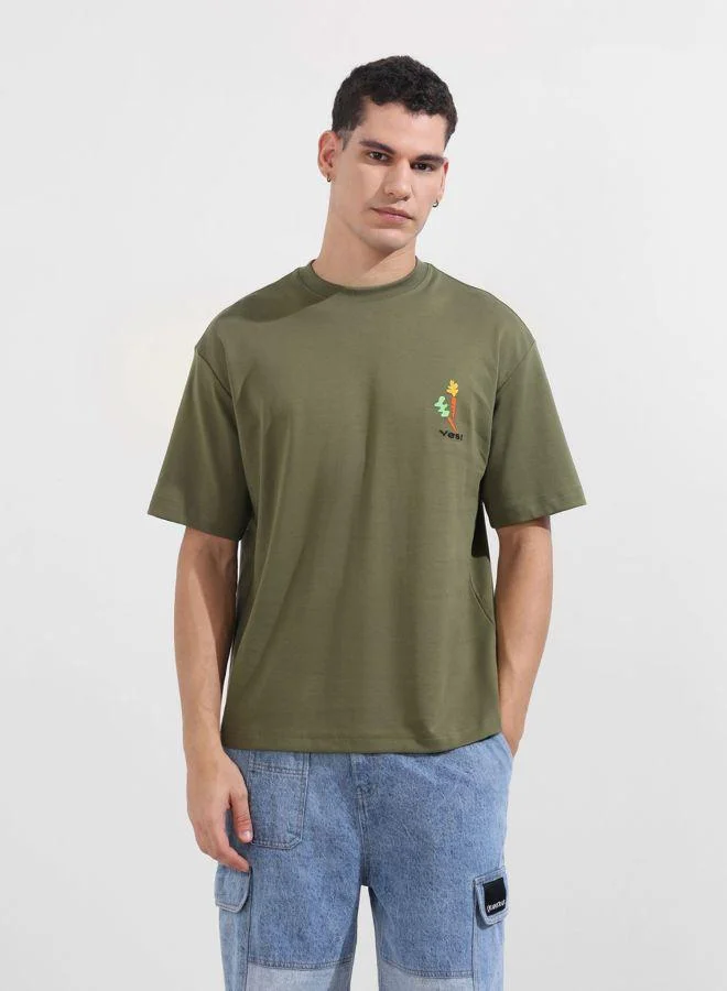 The Indian Garage Co Men Relaxed Fit Graphic Printed Crew Neck Half Sleeves T-Shirt