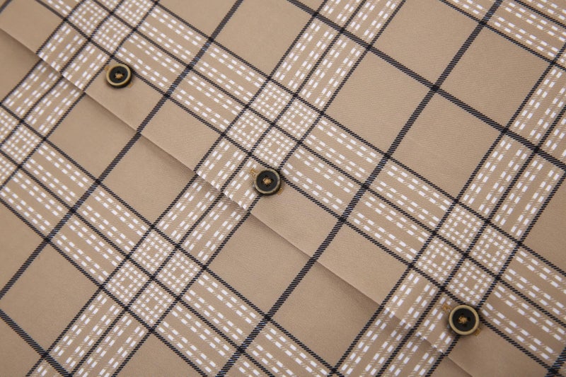 Alex Vando Mens Print Plaid Button Down Shirts Wrinkle Free 4-Way Stretch Casual Dress Shirt for Men,32 Khaki,M - Image 2