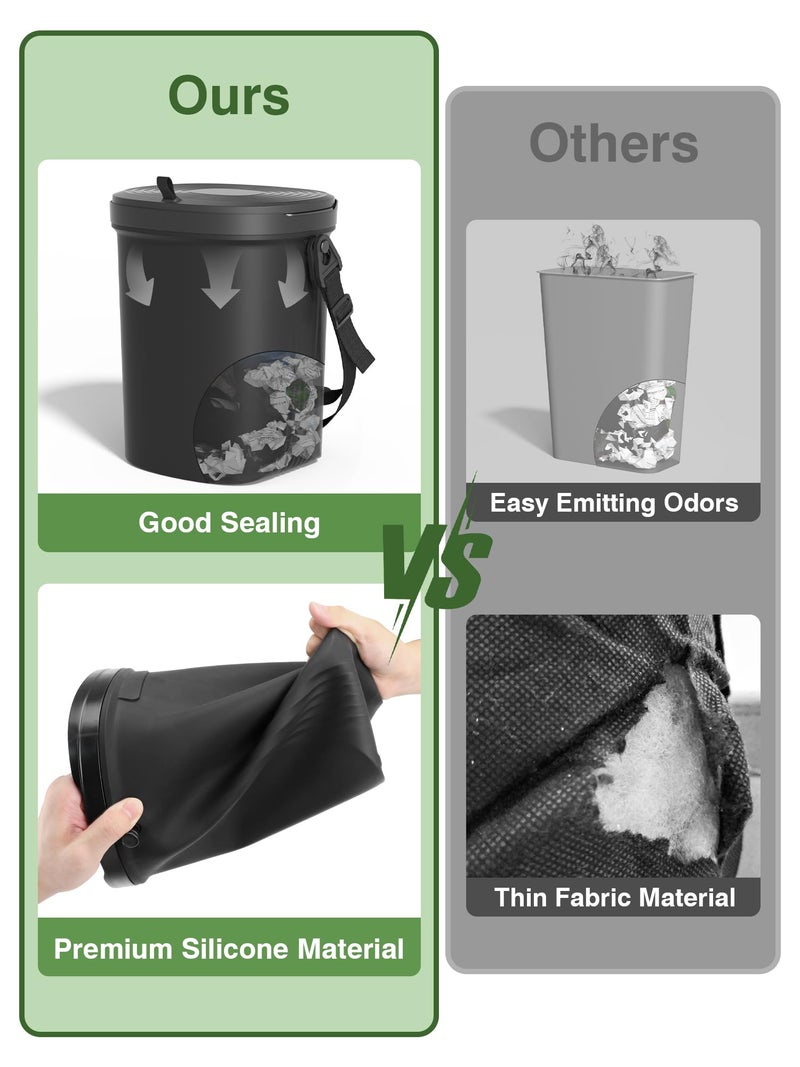 Garoopion Leakproof Car Trash Can, 1.9 Gallon Soft Silicone Hanging Garbage Can with Lid, Easy to Clean Vehicle Trash Bin, Suitable for Sedans, SUVs, MPVs & Trucks - Image 4