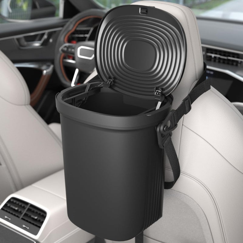Garoopion Leakproof Car Trash Can, 1.9 Gallon Soft Silicone Hanging Garbage Can with Lid, Easy to Clean Vehicle Trash Bin, Suitable for Sedans, SUVs, MPVs & Trucks - Image 2