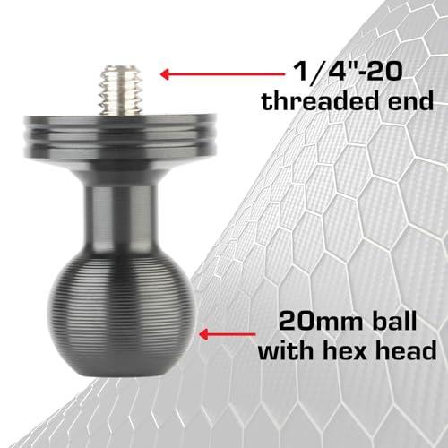 Bulletpoint Aluminum 1/4"-20 Threaded Camera Adapter with Integrated 20mm Ball - Image 2