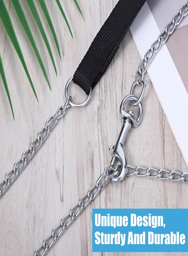 Azefnuhk Metal Dog Leash, 46 Inch Chew Proof Metal Chain Dog Lead with Soft Padded Handle for Small Medium Large Size Pets Walking, Traffic Training Traveling, 2.0mm x 4ft Black Handle - Image 5