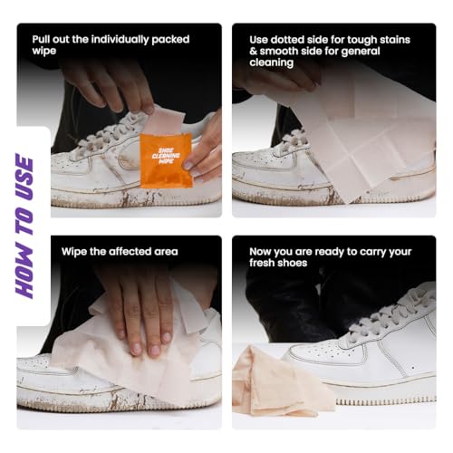 SNEAKARE Shoe Cleaning Wipes (Pack of 24) - Textured, Travel-Friendly & Disposable Shoe Wipes for All Shoes - Sneaker Cleaner Wipe Multipack - Mess-Free White Shoes Cleaner for Sneakers - Image 5