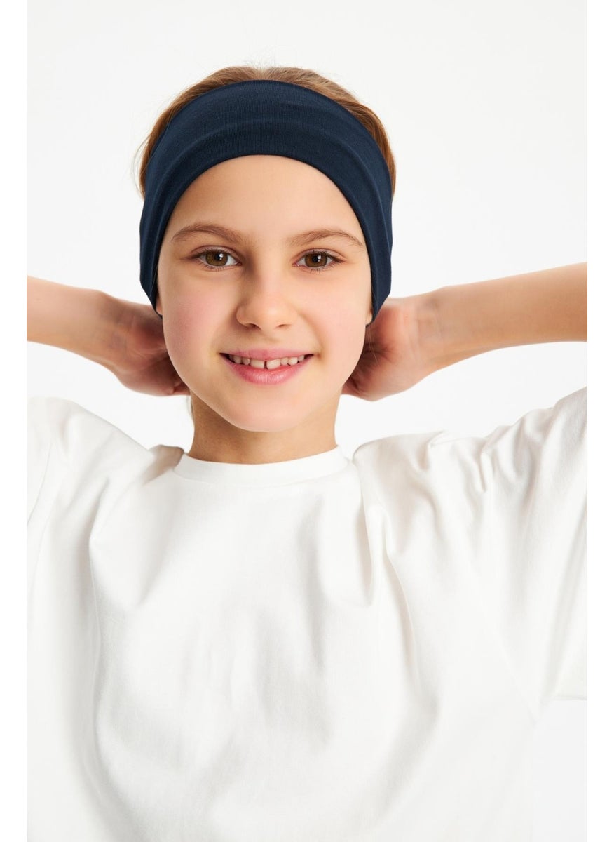 Babygiz Navy Blue-White Girls Cotton Combed T-Shirt Bandana Set of 2 - Sports Comfortable Best Of Collection 3  - Image 3