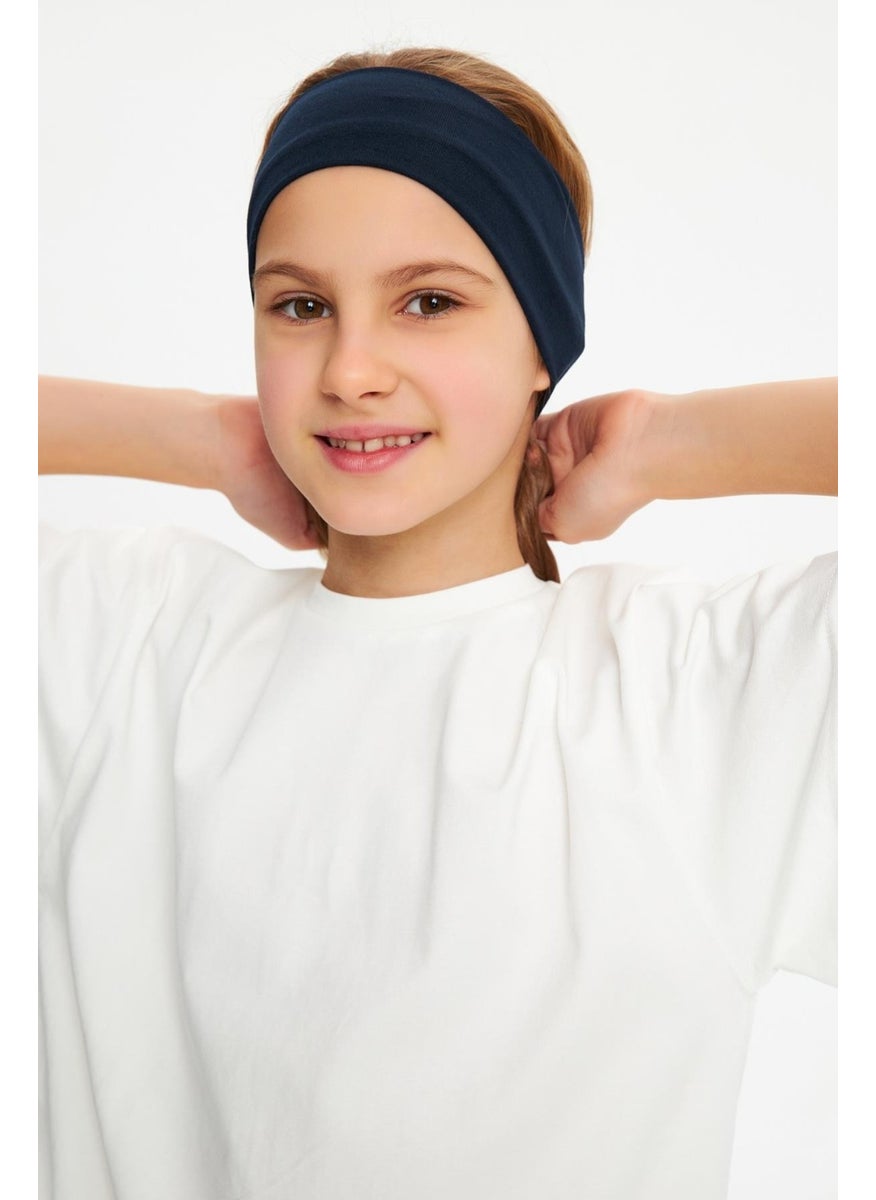 Babygiz Navy Blue-White Girls Cotton Combed T-Shirt Bandana Set of 2 - Sports Comfortable Best Of Collection 3  - Image 4