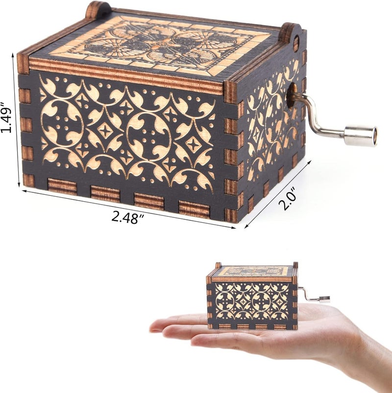 byykit You are My Sunshine Music Boxes,Unique Gifts for Mom/Daughter/Wife,Wooden Hand Crank Vintage Black Musical Boxes for Birthday/Anniversary/Christmas/Valentines Day/Mothers Day - Image 3
