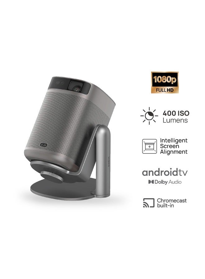 XGIMI Mogo 2 Pro + Multi-Angle Stand Bundle | Full HD Portable Projector, 400 ISO Lumens, Up to 200" Screen Size, 2x 8W Dolby Audio, Androidtv, PowerBank Supported, for Home/Office/Camping - Space Grey - Image 1