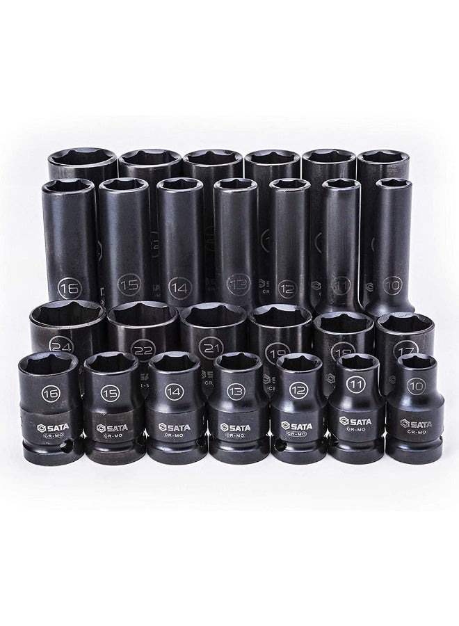 Sata SATA ST34399T 26-Piece 1/2" Drive 6 Point Metric Standard & Deep Thin Wall Impact Socket Set - Image 5