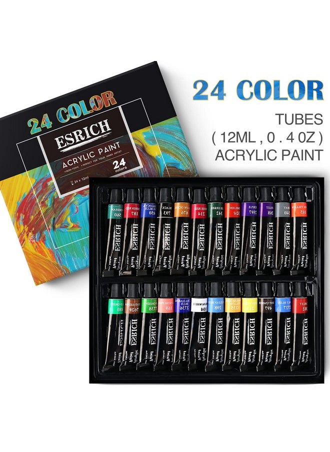 ESRICH Acrylic Paint Canvas Set42 Piece Professional Premium Paint Kit With 1 Wood Easel24Colors10 Brushes6 Canvases Painting Supplies Kit For Kidsstudents Artists And Beginner  - Image 4