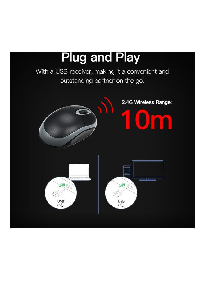 NIBEMINENT 2.4G Mini Wireless Optical Portable Mouse Black/Grey  - Image 3