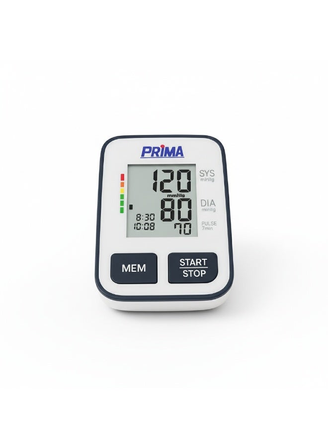 Prima Automatic Blood Pressure Monitor for accurate blood pressure and pulse measurement with a large screen and date and time memory for each reading. - Image 1