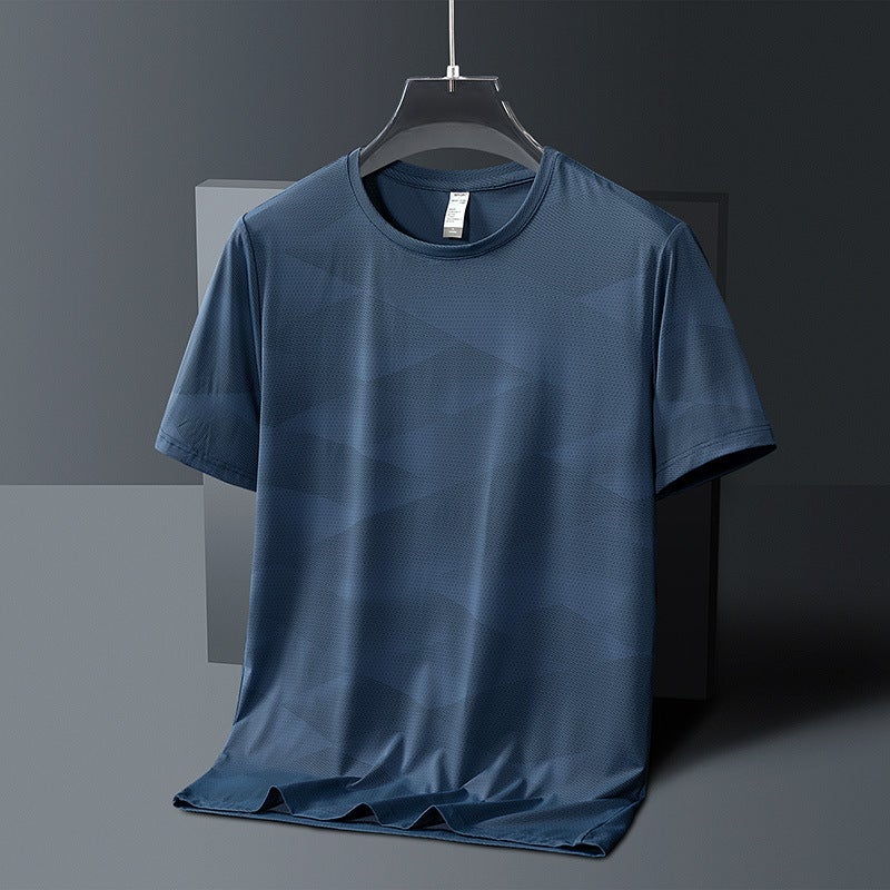 Ice Silk Short-Sleeved T-Shirt Men'S Korean-Style Trendy Round Neck Quick-Drying T-Shirt Sports Casual Breathable Top - Image 1