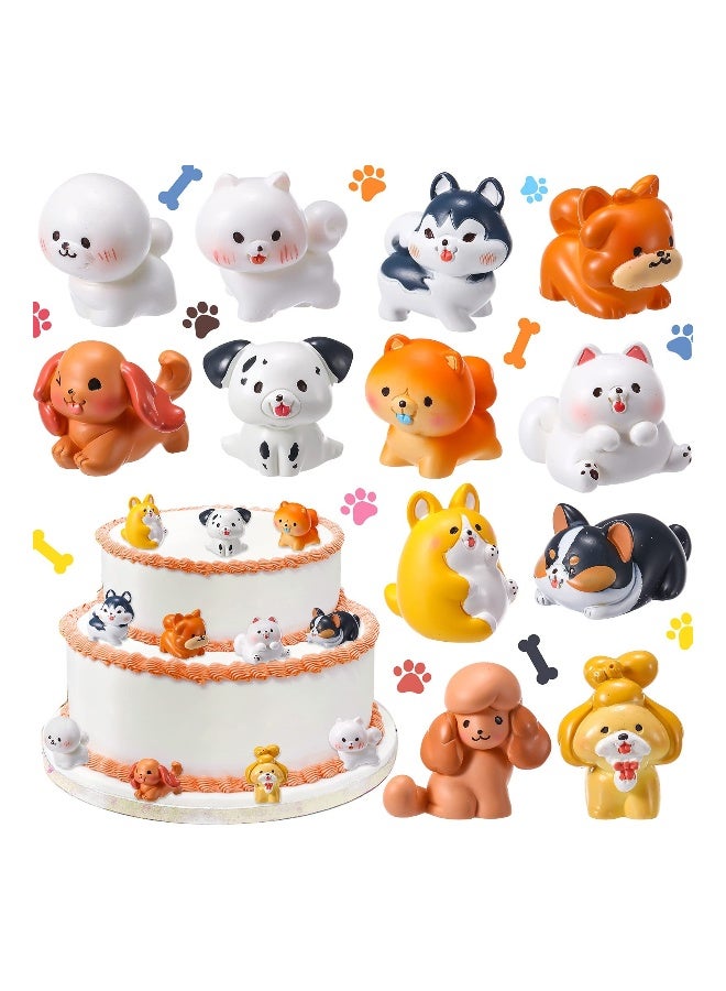 12 PCS Cute Dog Figurines Set, Miniature Garden Dogs Landscape, Mini Resin Dog Toy, Figures Puppy Party Decorations, Cake Cupcake Toppers, for Home Garden Birthday Party Plant Pots Decor - Image 3