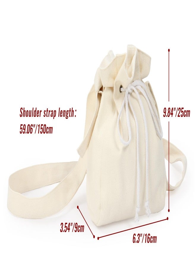 PROCOS Medieval Water Bottle Bag Canvas Holder Renaissance Drawstring Bag Costume Accessories Coin Purse for Festival LARP (Beige) - Image 5