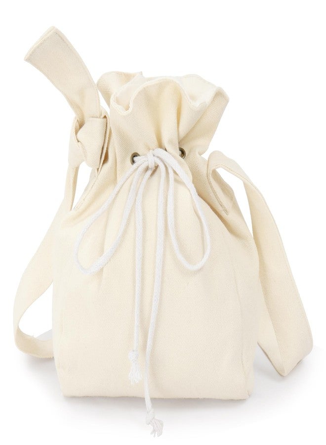 PROCOS Medieval Water Bottle Bag Canvas Holder Renaissance Drawstring Bag Costume Accessories Coin Purse for Festival LARP (Beige) - Image 1