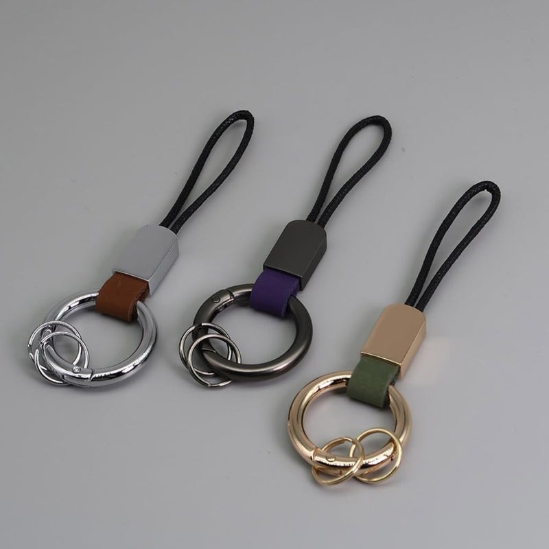 Simulated Leather Keychain With And Adjustable Wrist Strap Trendy Holder For Car Keys Organization - Image 3