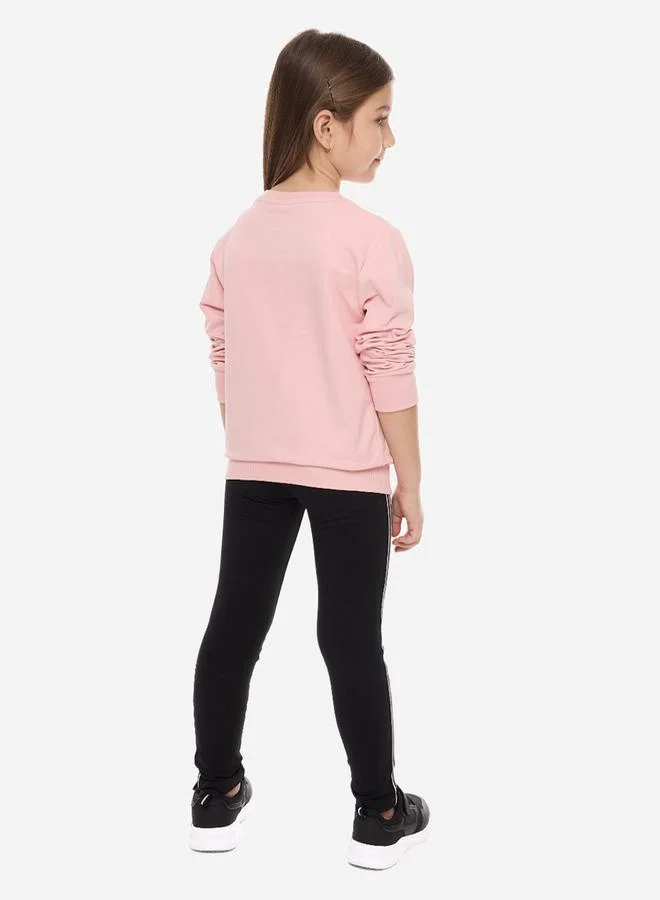 victor and jane Slogan Print Round Neck Sweatshirt & Leggings Set by Styli