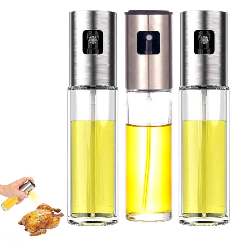 Rymel oil sprayer bottle, 100ml oil spray versatile glass, 3pcs olive oil sprayer mister,olive oil spray for cooking, salad, bbq, kitchen baking, roasting - Image 1